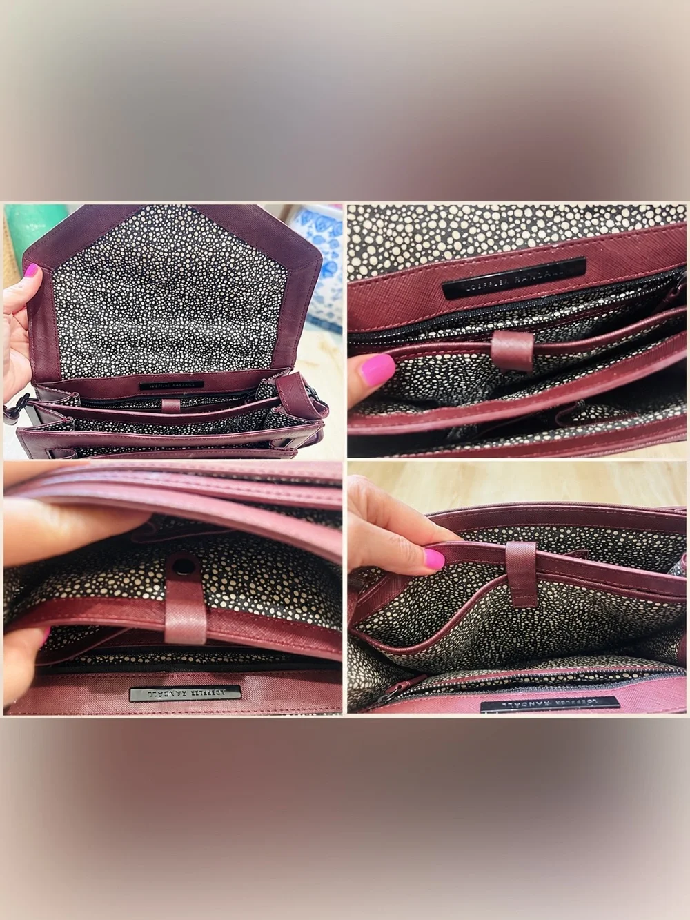 Loeffler Randall Mini Rider Burgundy Leather Crossbody Bag Style